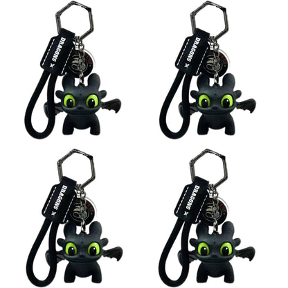How to Train Your Dragon Night Fury Dragon Keychain Glow in the Dark Mini Dragon Pendant with Moving Wings
