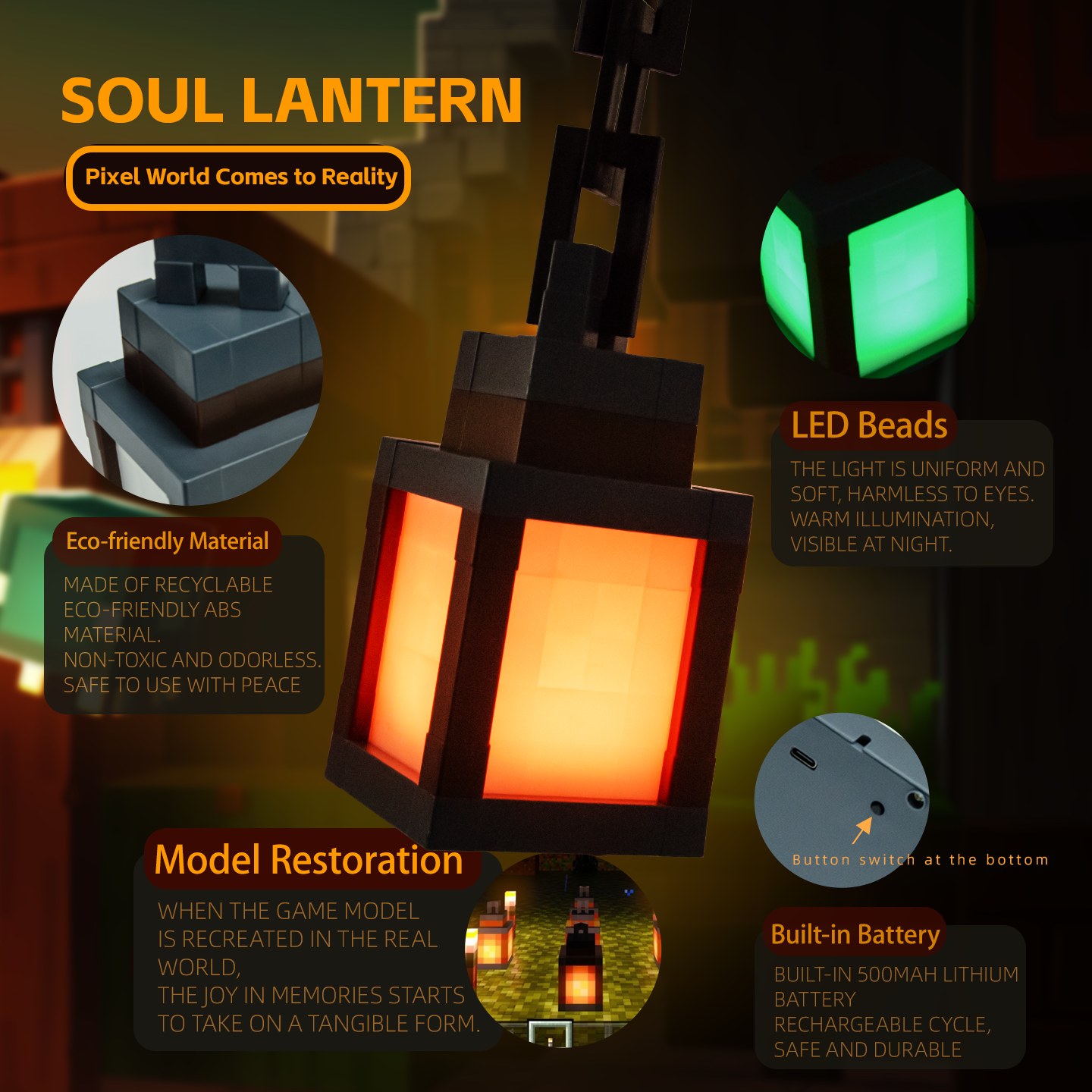 DIYCOM Pixel Lantern Night Lamp