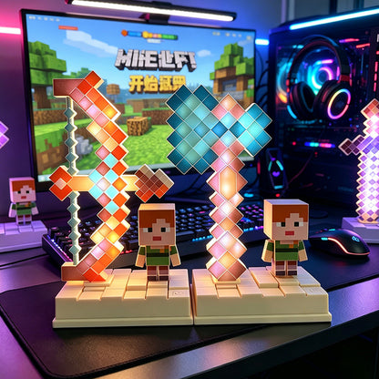 Pixel Sword & Bow LED Lamp – Gaming Room Decoration Light