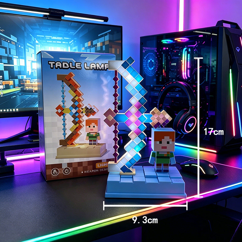 Pixel Sword & Bow LED Lamp – Gaming Room Decoration Light