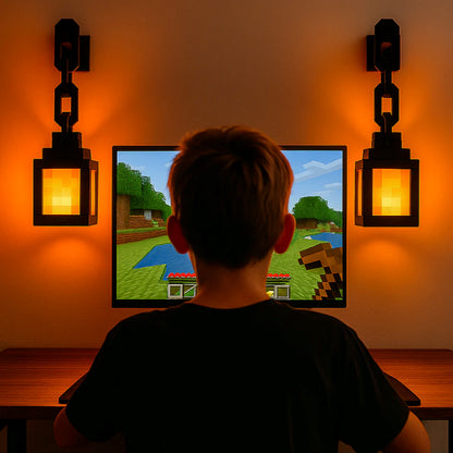 MC style  Pixel Lantern Night Lamp